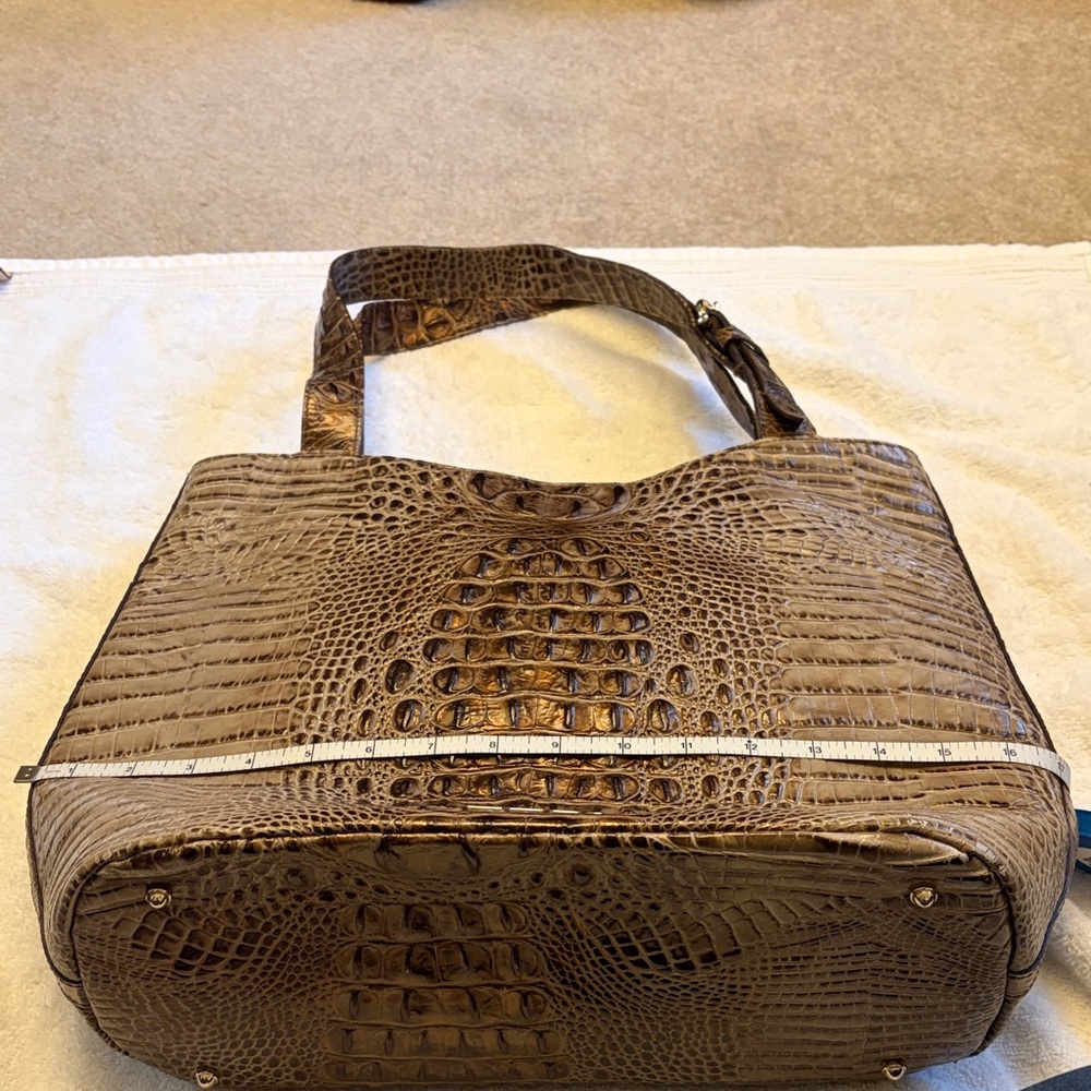 Brahmin Brown Crocodile Embossed Shoulder Bag